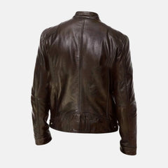 brown jacket | biker jacket