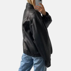 Aurora Oversized Women’s Leather Bomber Biker Jacket