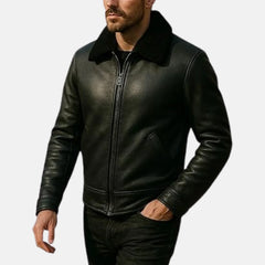 Avanzo Fur Collar Leather Bomber Coat