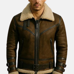 Avanzo Fur Collar Leather Bomber Coat