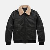 Bomia Shirt Collar Leather Bomber Jacket for Men