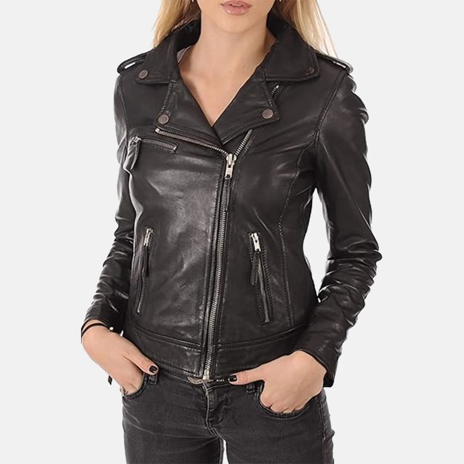 black leather bomber jackets for women
