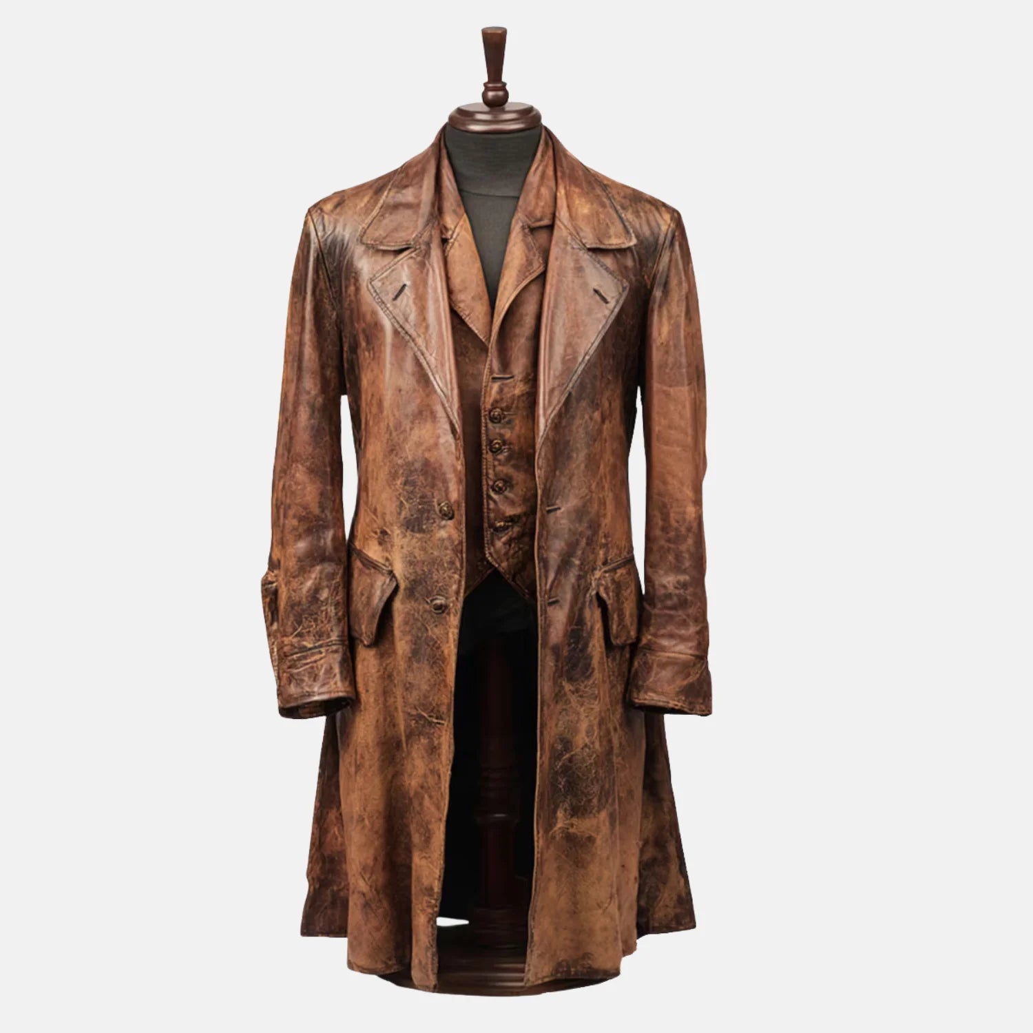 Corsano Vintage Long Leather Trench coat