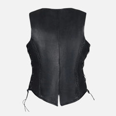 Dominique Concealed Carry Women’s Leather Vest Side Laced Finish
