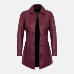 Evangeline Vintage Collar Women’s Leather Coat