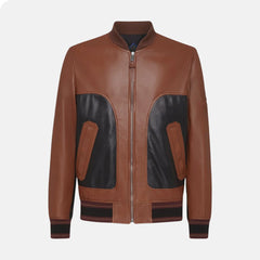 Stylish Black And Brown Leather Jacket For Men