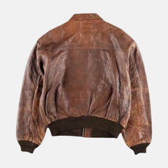 Style Military Leather Fight Jacket Distressed Bomber