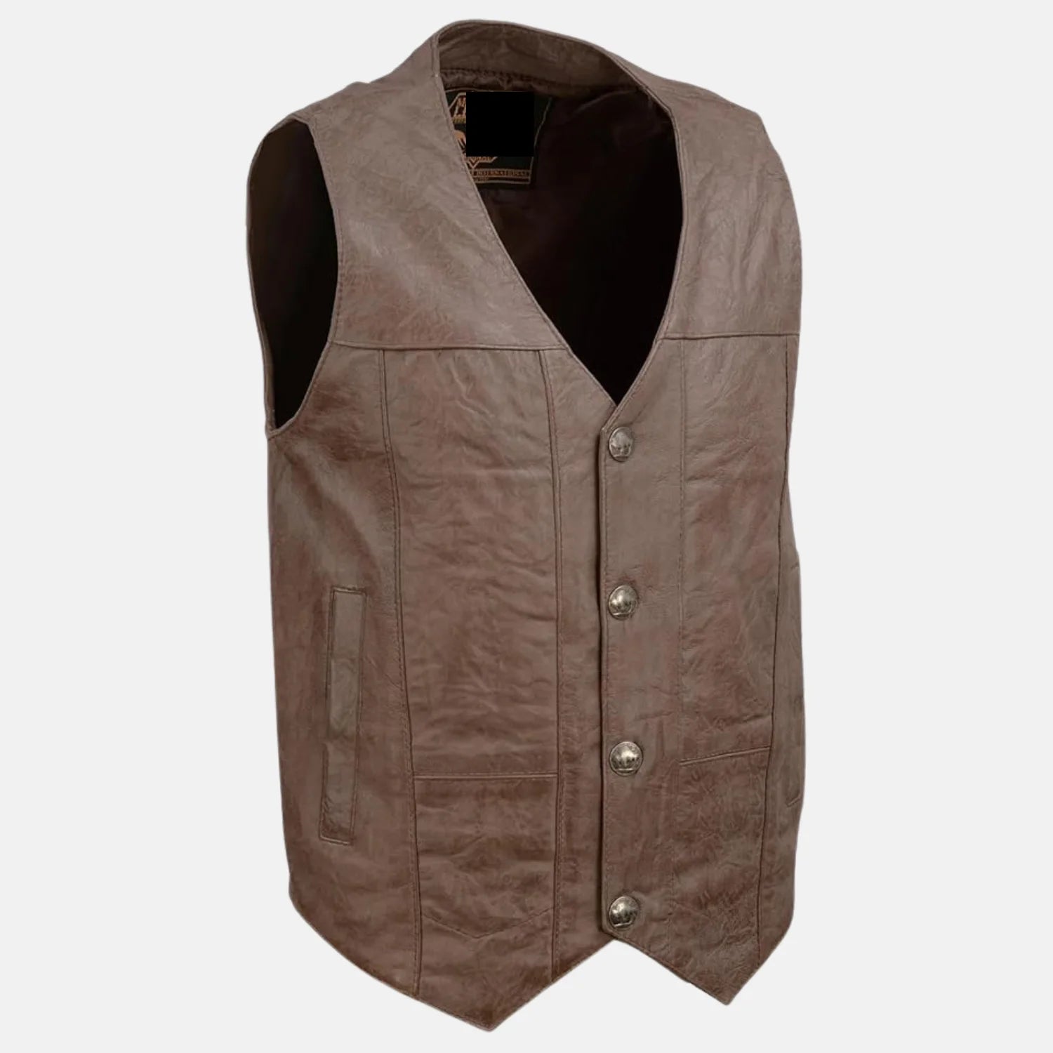 V-Neck Western Style Leather Biker Vest