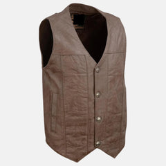 V-Neck Western Style Leather Biker Vest