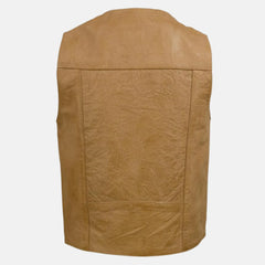 V-Neck Western Style Leather Biker Vest