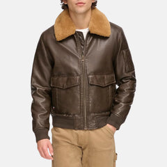 Rib Knit Cuffs Mens Bomber Jacket
