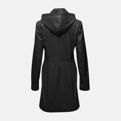Removable Hooded Button Single Breasted Long Trench Coat for Women