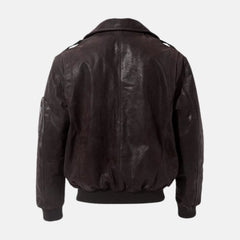 Removable Hood Mens Leather Bomber Jacket