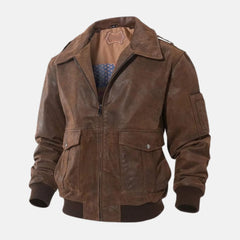 Removable Hood Mens Leather Bomber Jacket