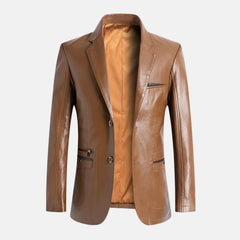 Lanzaro Casual Slim Fit Leather Blazer