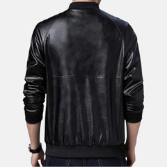 Slim Fit Men's Leather Bomber Jacket