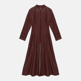 Women’s Full Zipper Ankle Length Leather Coat Long Sleeves