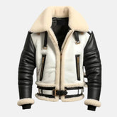 Pilot Flying Bomber Shearling Fur Aviator Jacket