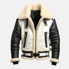 Pilot Flying Bomber Shearling Fur Aviator Jacket
