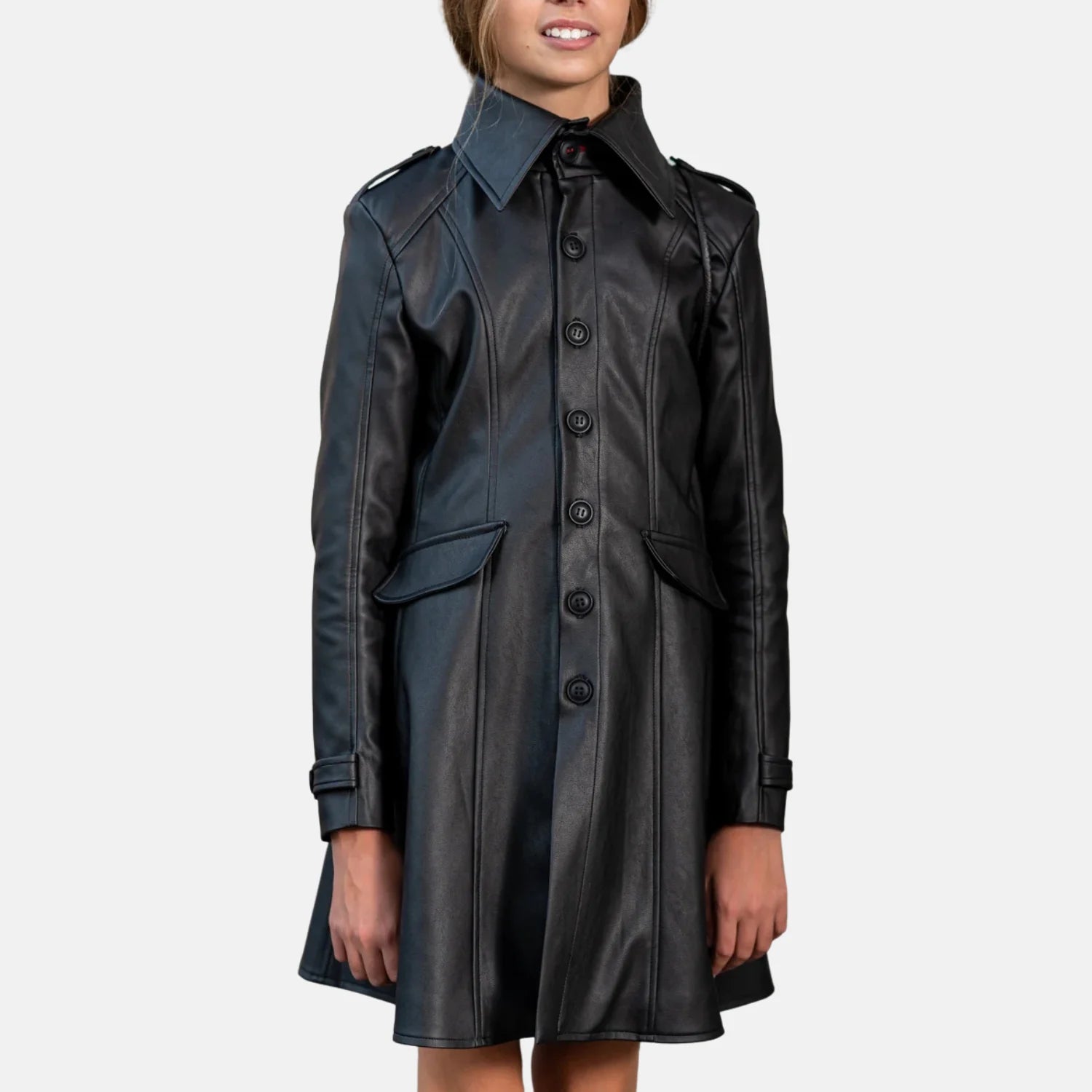 Moonlet Girls Leather Trench Coat Steampunk Jacket