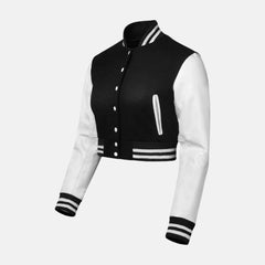 Cropped Baseball Long Sleeve Varsity Jacket Women