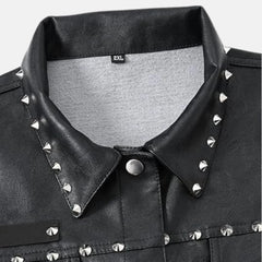 Studded Slim Fit Sleeveless Men's Leather Vest