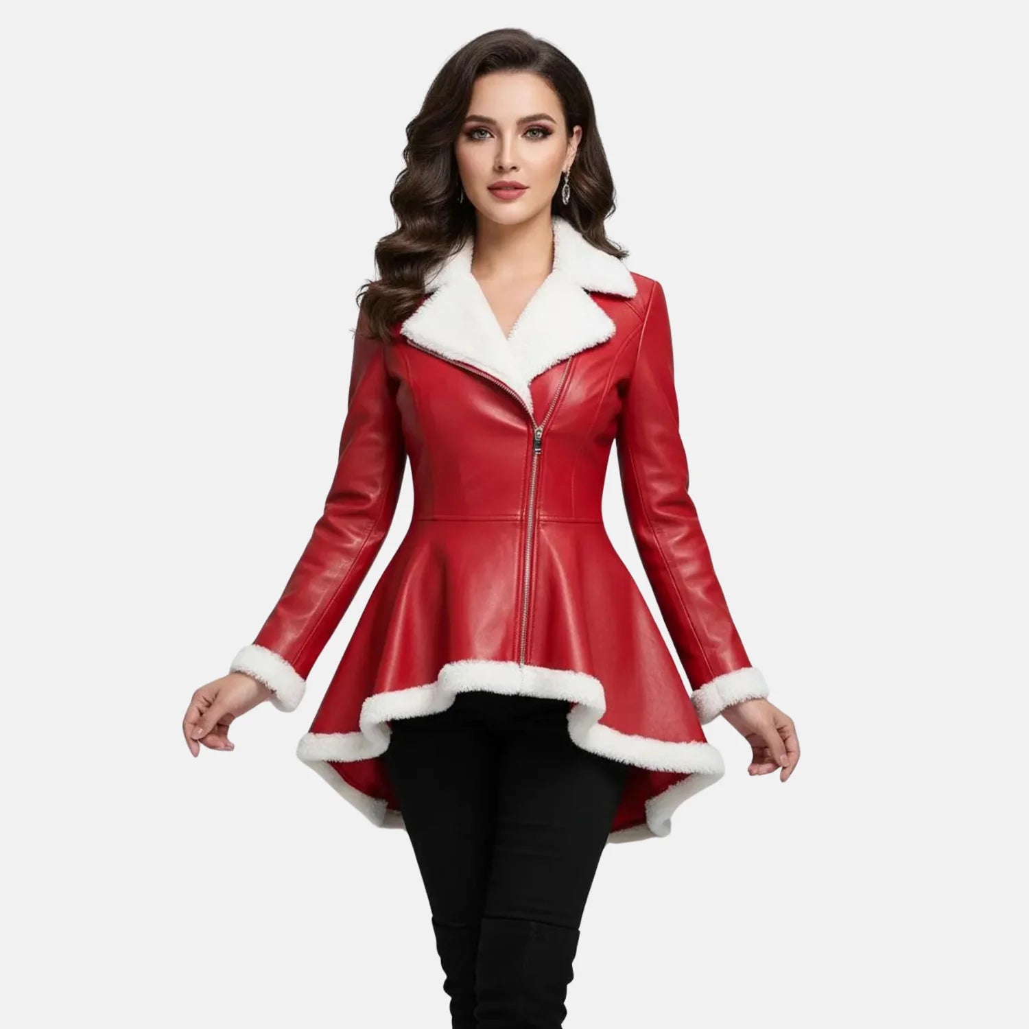 Christmas Leather Winter Jacket Women