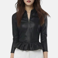 Seraphine Women’s Peplum Style Leather Jacket