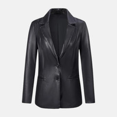 Women’s Leather Blazer Fall Casual Lapel Button Down