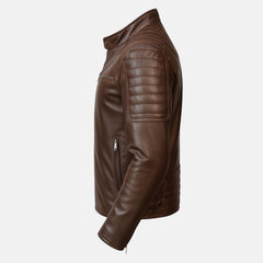 Cafe Racer Style Quilted Leather Jacket