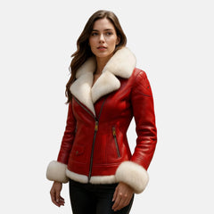 Red Leather Christmas Jacket Women