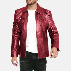 Titan Turn Down Collar Men Biker Jacket
