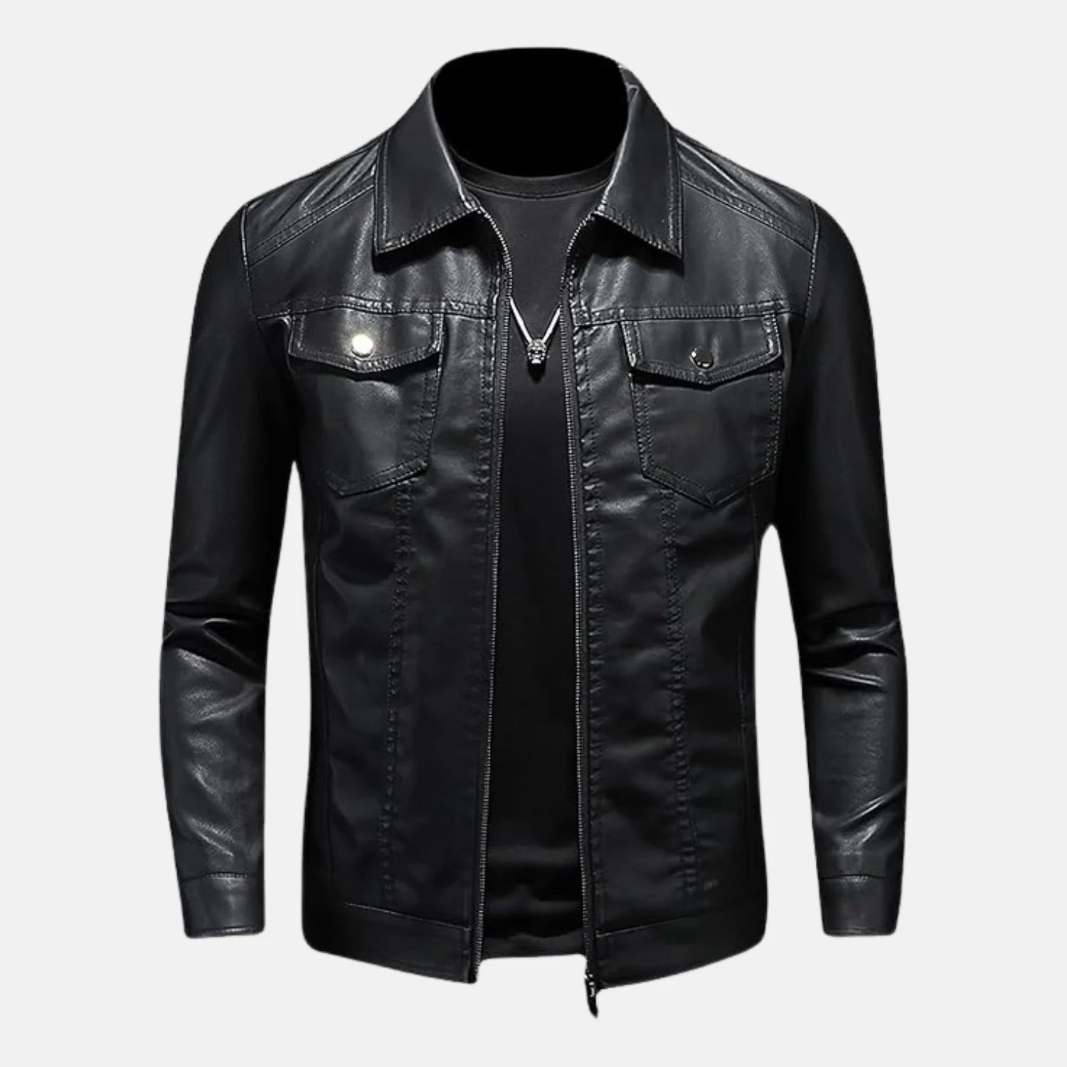 Titan Turn Down Collar Men Biker Jacket