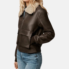 Fur Collar Bomber Flight Jacket Women
