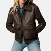 Fur Collar Bomber Flight Jacket Women