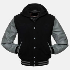 Bomber Jacket with Hood Mens Varsity Jackets