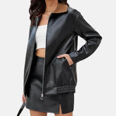 Vivica Oversized Women’s Leather Bomber Biker Jacket