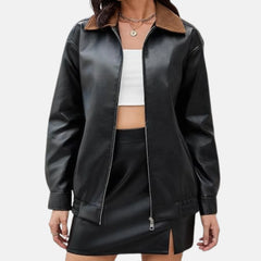 oversized leather biker jacket