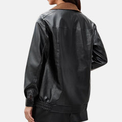 oversized leather bomber jacket