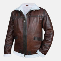 Fur Shearling Hoodie Leather Jacket