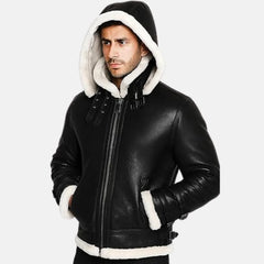 Fur Shearling Hoodie Leather Jacket