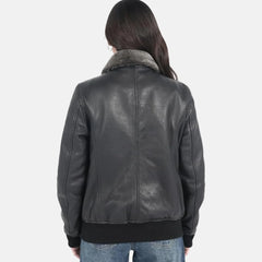 Top Faux Fur Collar Flight Jacket Women