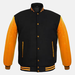 Leather Sleeve and Wool Men's Varsity Jacket