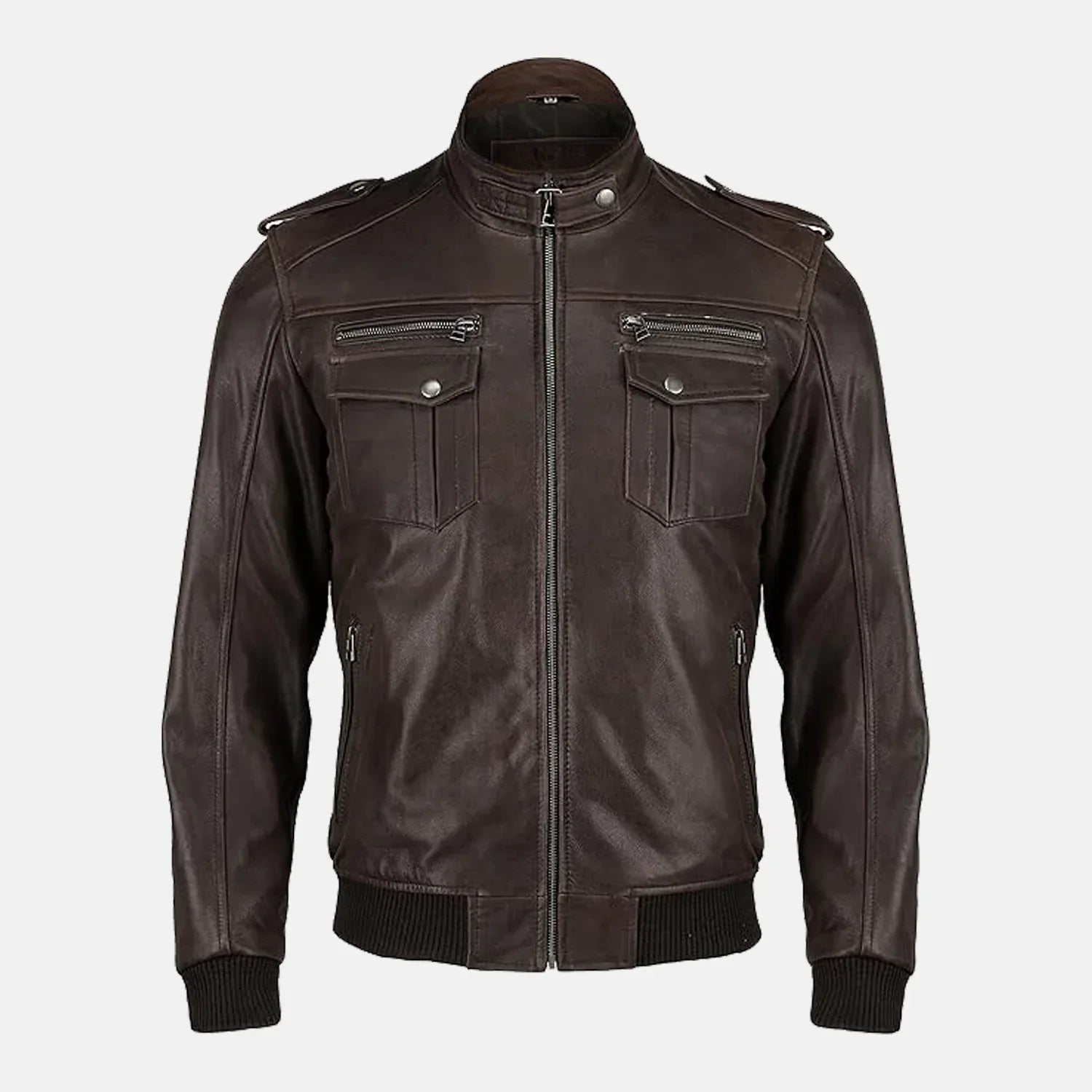 brown bomber jacket