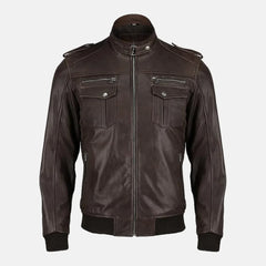 brown bomber jacket