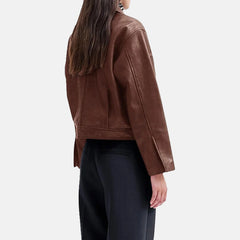 Campus Leather Bomber Jacket for Women