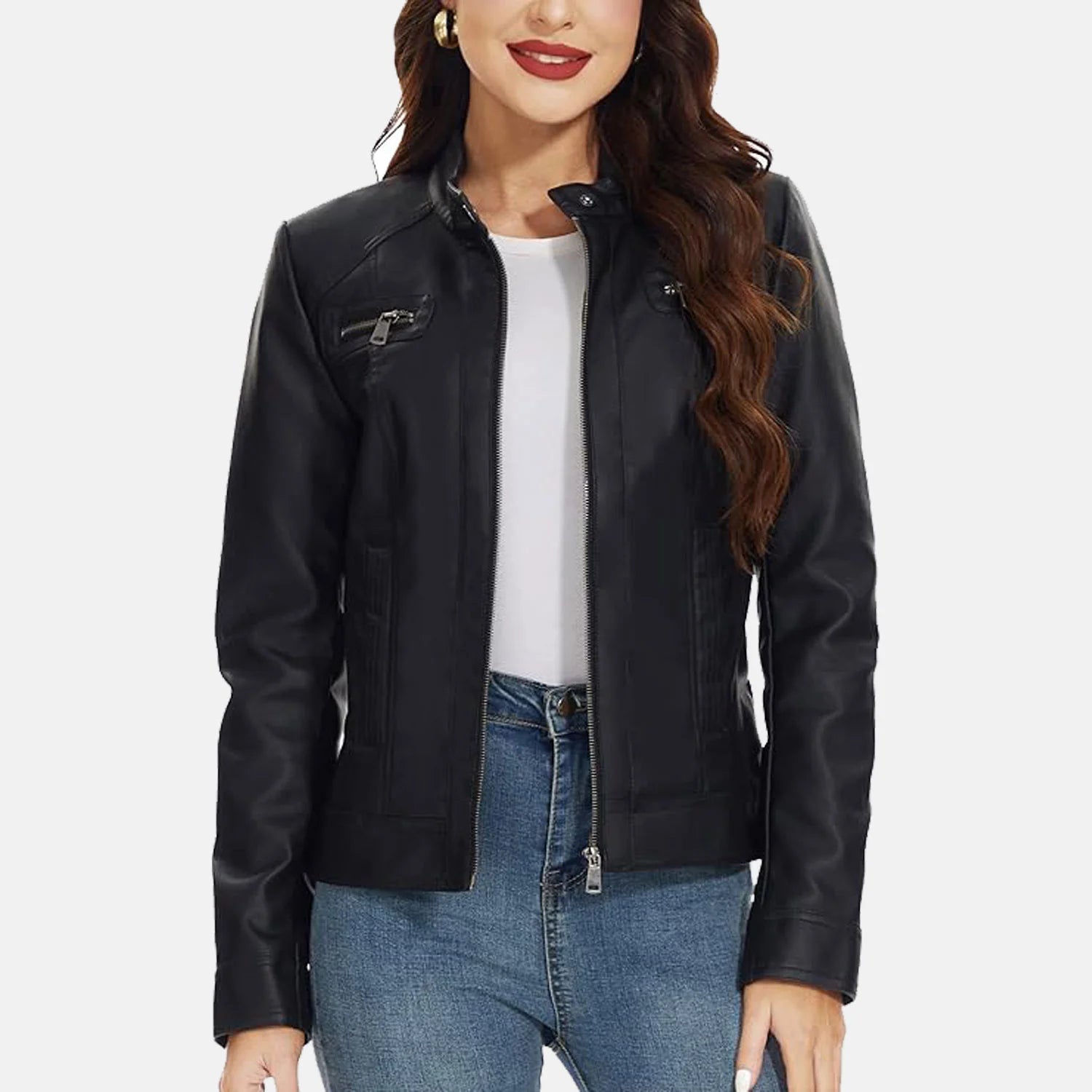 black leather bomber jackets for women