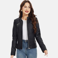 womens black bomber leather jacket