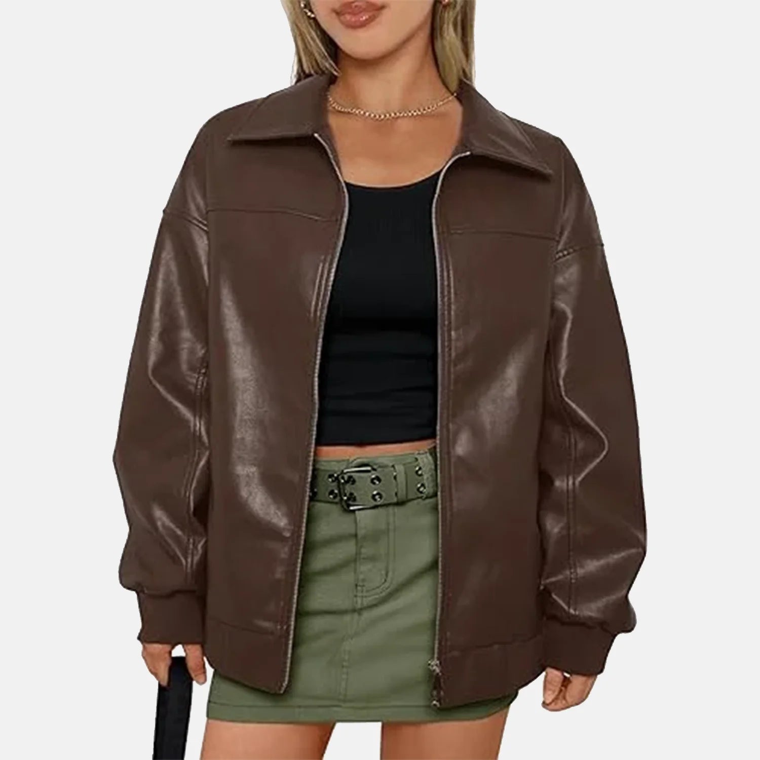 Elara Leather Bomber Jacket for Women | Order Now