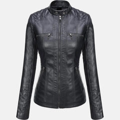 Roslyn Hooded Leather Bomber Jacket for Women
